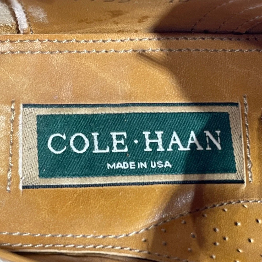 Cole Haan Dress Shoes Wingtip Oxford Brogue Mens 8.5 Burgundy Leather Office USA